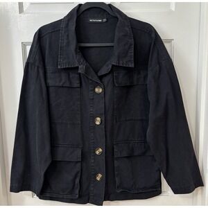 Pretty‎ little thing Chore Jacket Sz4 Utility Coat Black Lightweight Gorpcore